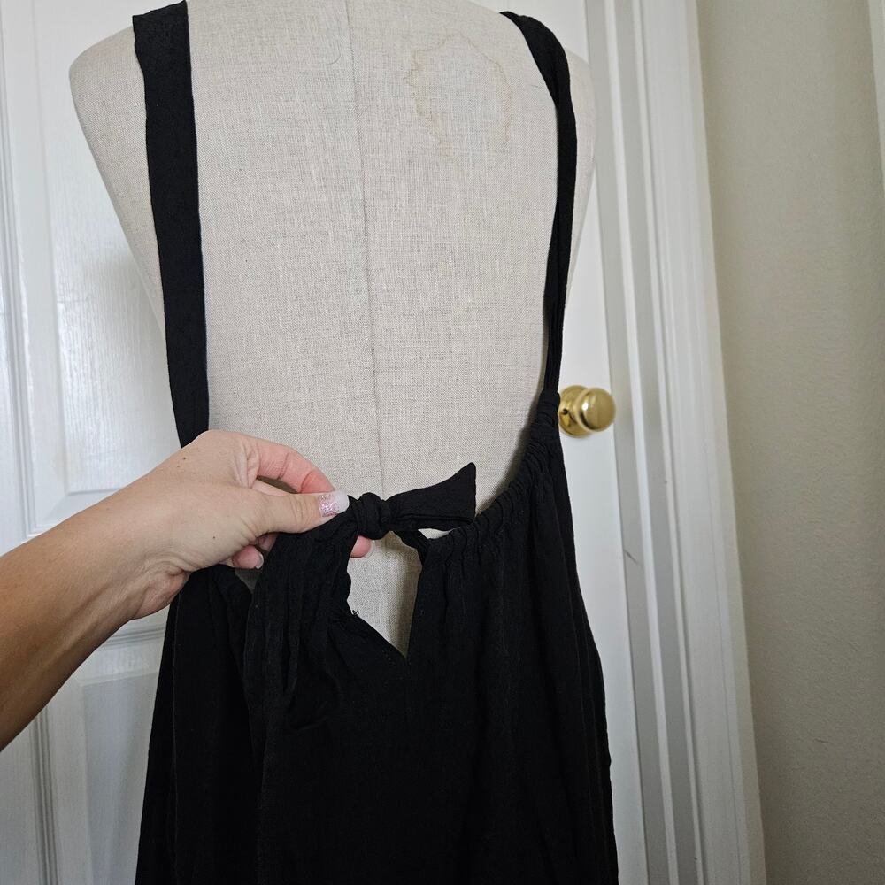 Final Touch Washed Woven Solid Suspender Style Jumpsuit Small - Picture 6 of 10